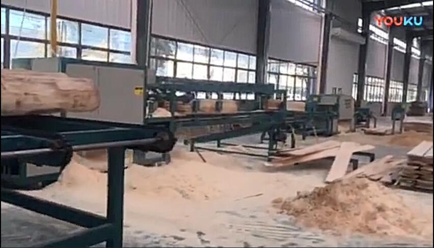 全自動原木多片鋸、方木多片鋸工作圖